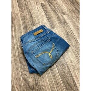 YMI Skinny Leg Stretch Mid Rise Blue Denim Cuffed Jeans Women's Size 11